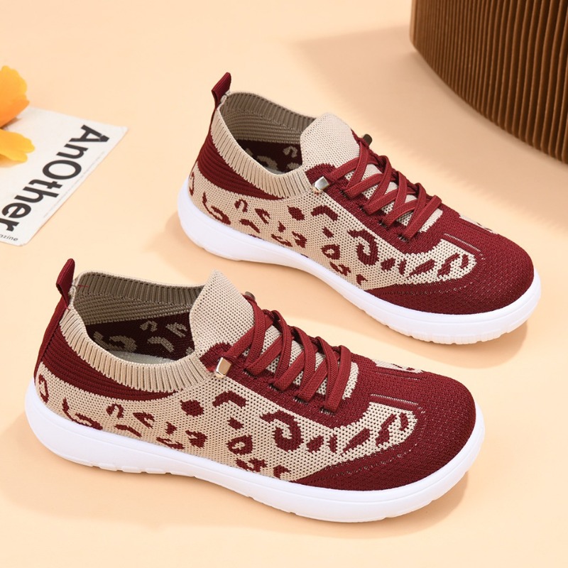 Women Lace‑up Leopard Knit Mid - Sneaker Zone 评论和价格