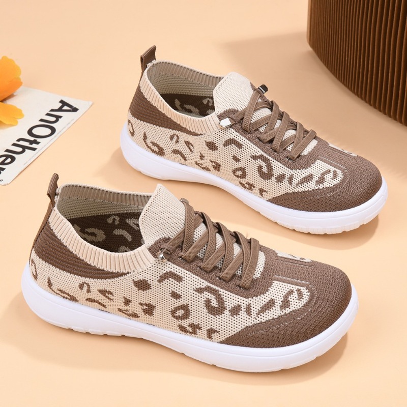 Women Lace‑up Leopard Knit Mid - Sneaker Zone 评论和价格