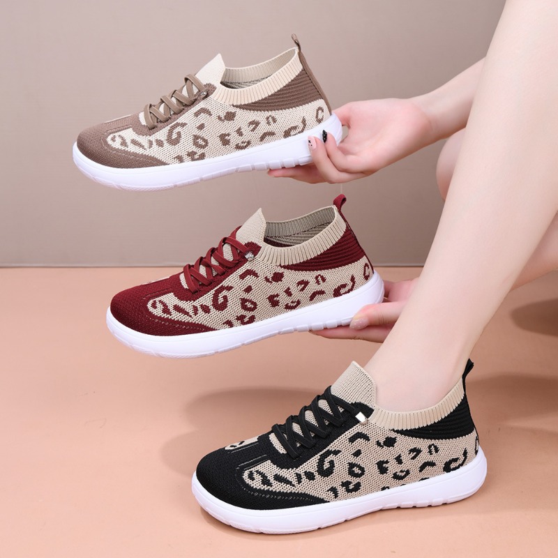 Women Lace‑up Leopard Knit Mid - Sneaker Zone 评论和价格